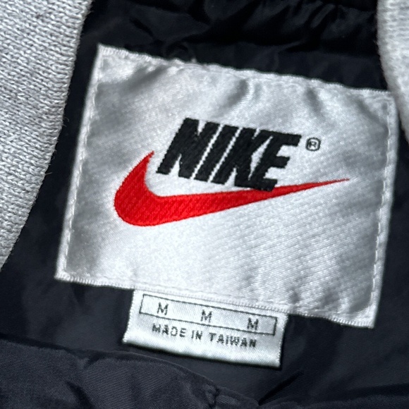 Vintage 90s Nike Black White Nylon Bomber Windbreaker Jacket Mens Medium - Picture 9 of 12